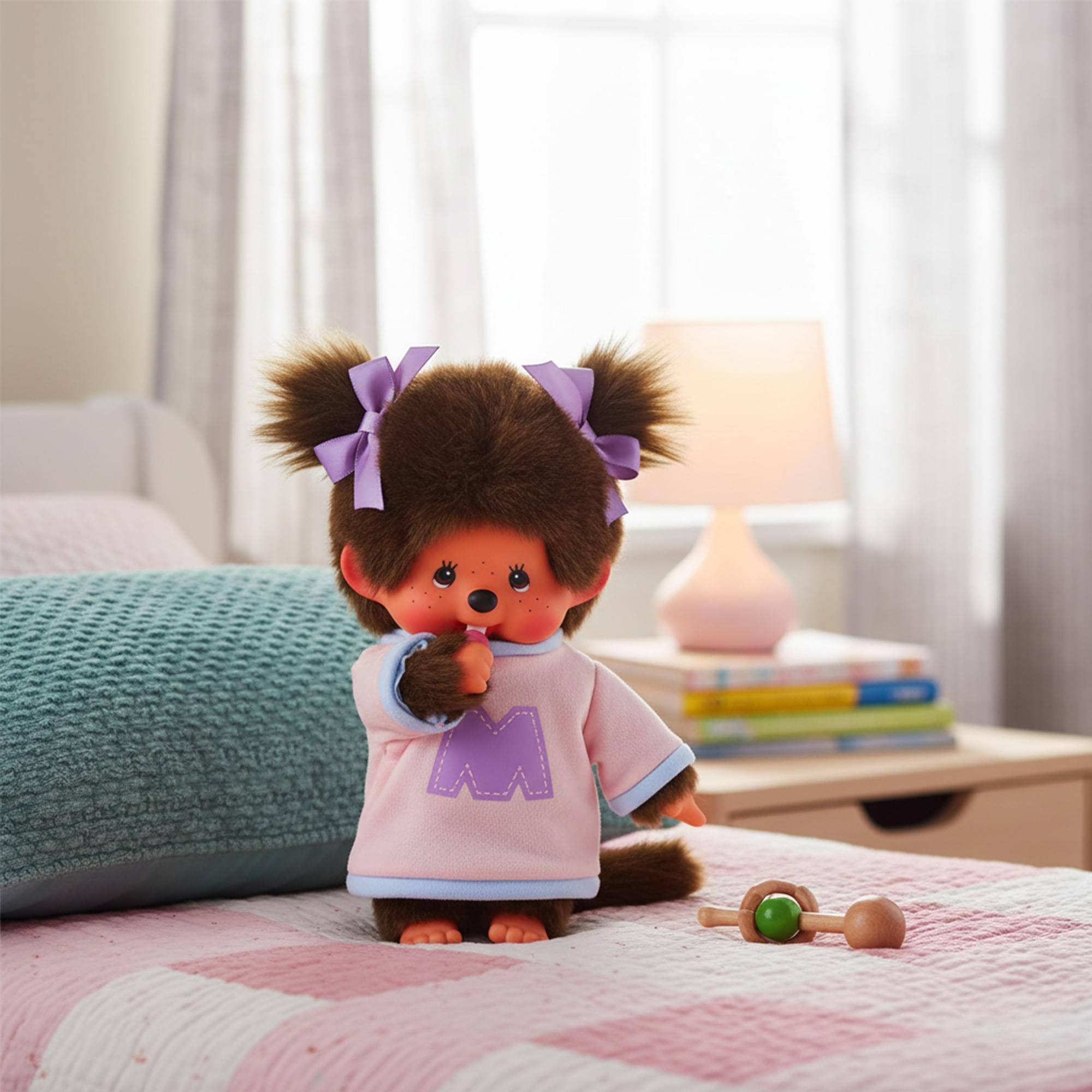 Alt View 2. Sumikkogurashi - Monchhichi Bi-color Sweater Girl 8 Inch Plush - Pink.