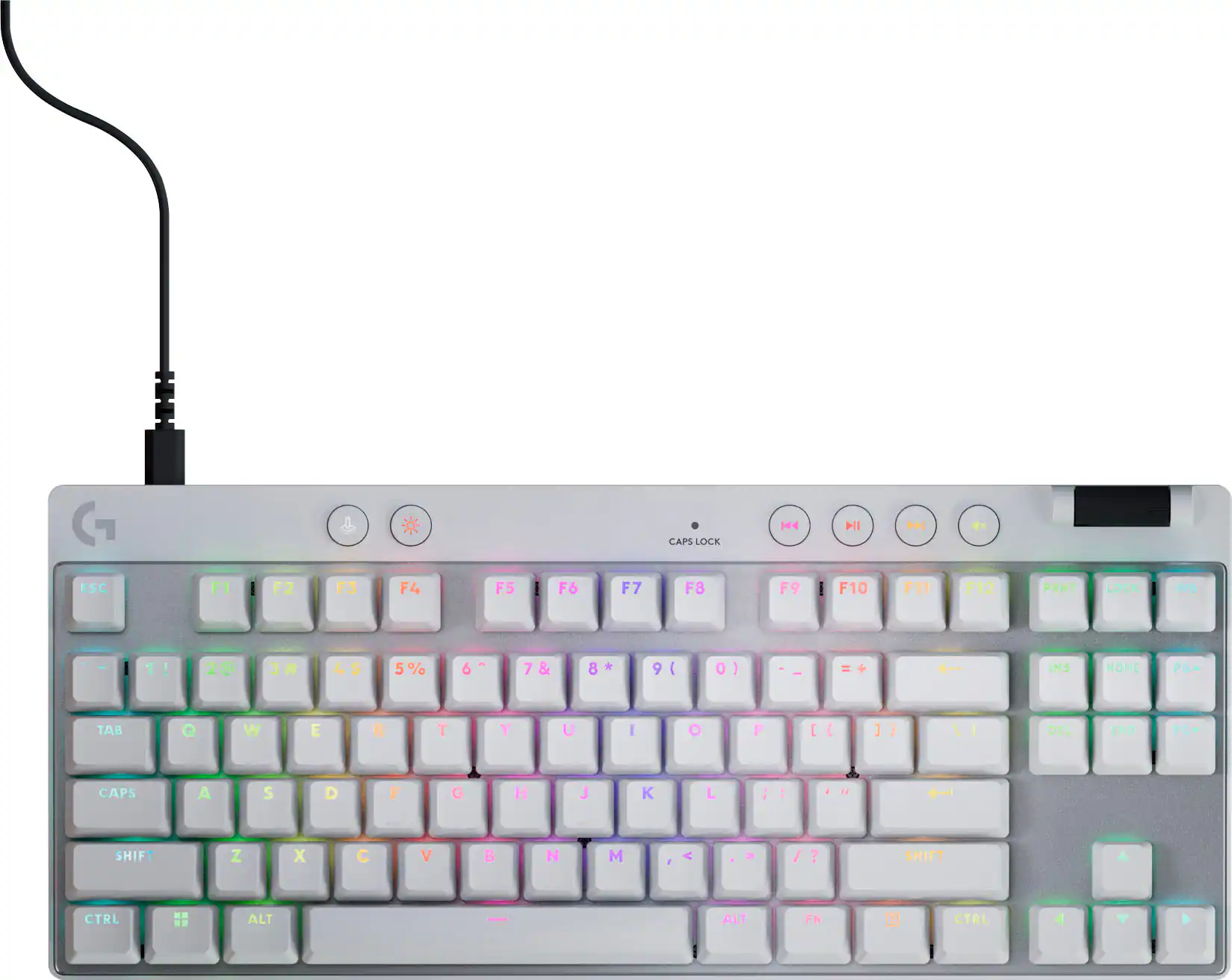 Logitech - PRO X TKL RAPID Wired Hall-Effect Gaming Keyboard with Magnetic Analog Switch and Customizable RGB Lighting for PC - White