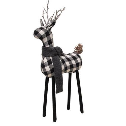 Alt View 1. BreeBe - *Black & White Plaid Deer 20" H 2 Asstd. - Black, White.
