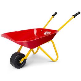 Costway - Kids Metal Wheelbarrow Children's Size Outdoor Garden Backyard Play Toy - Red
