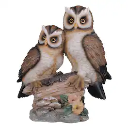 FC Design - 4.5"W Owl Couple Standing on Tree Trunk Figurine Statue Desk Tabletop Home Decor Gift - Multi-Color