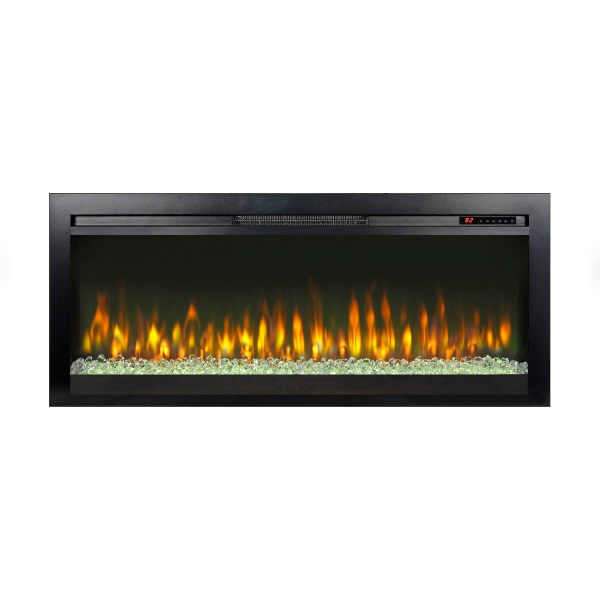 Alt View 6. Loheer - Loheer 44 inch in wall recessed electric fireplace with remote control and multi color flame and ember bed - Antique Black.