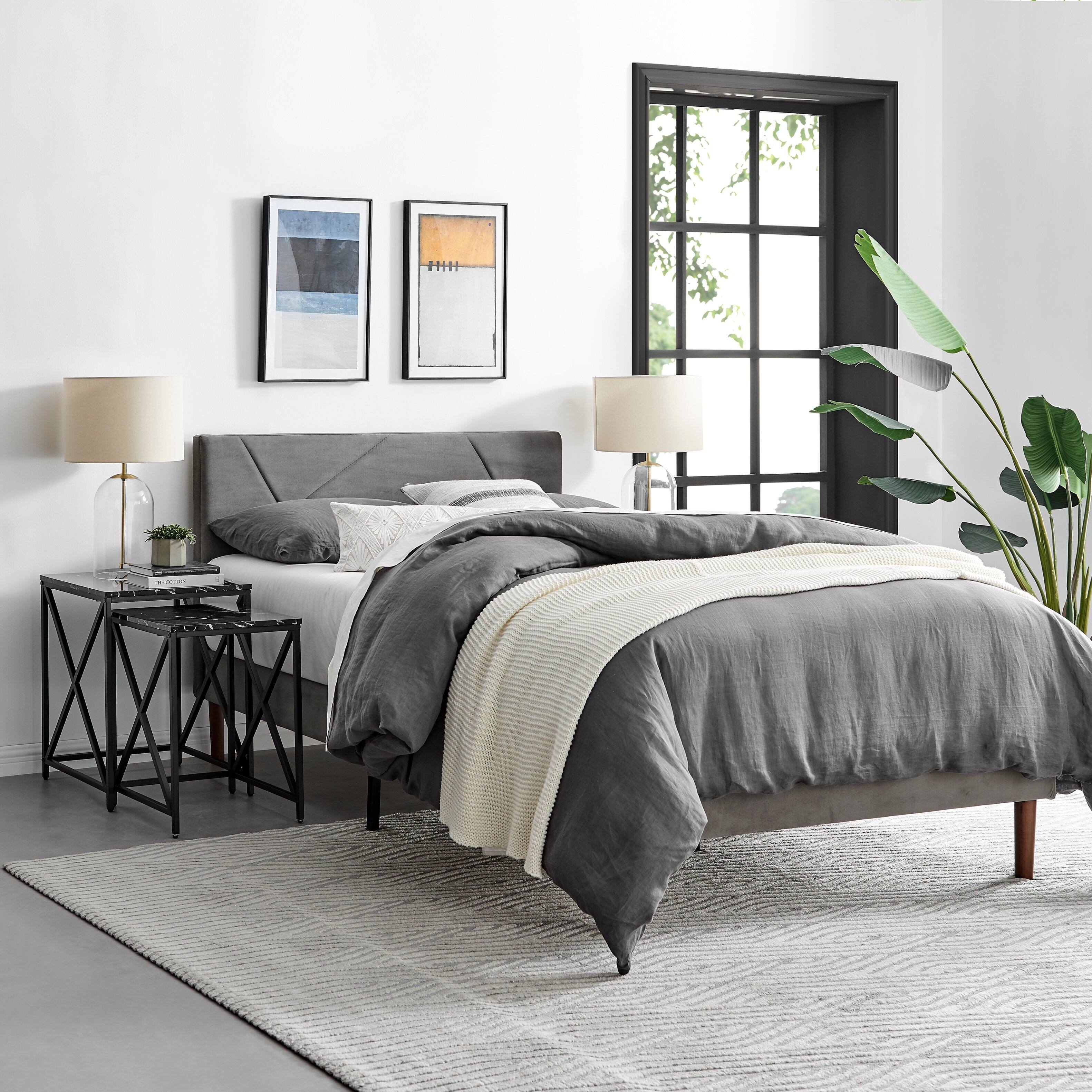 Alt View 5. Danya B - Modern Square Marble Finish Veneer Top Black Metal Frame Nesting End Tables - Black Marble Set of 2 - Black Marble.