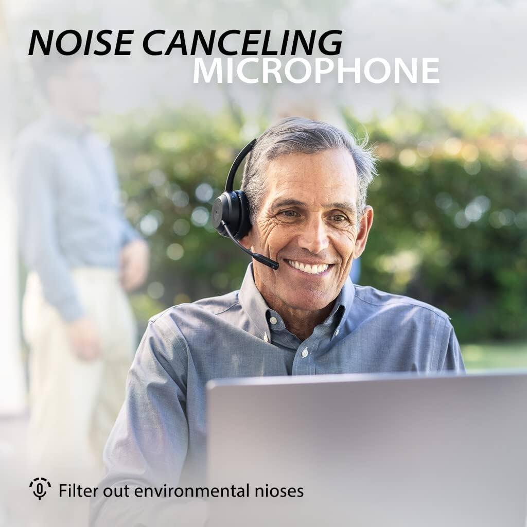 Angle. avantalk - Alto Solo - Wireless Headset with Mic for Work with Qualcomm Bluetooth Solution, CVC Noise-Canceling for PC, Computer.