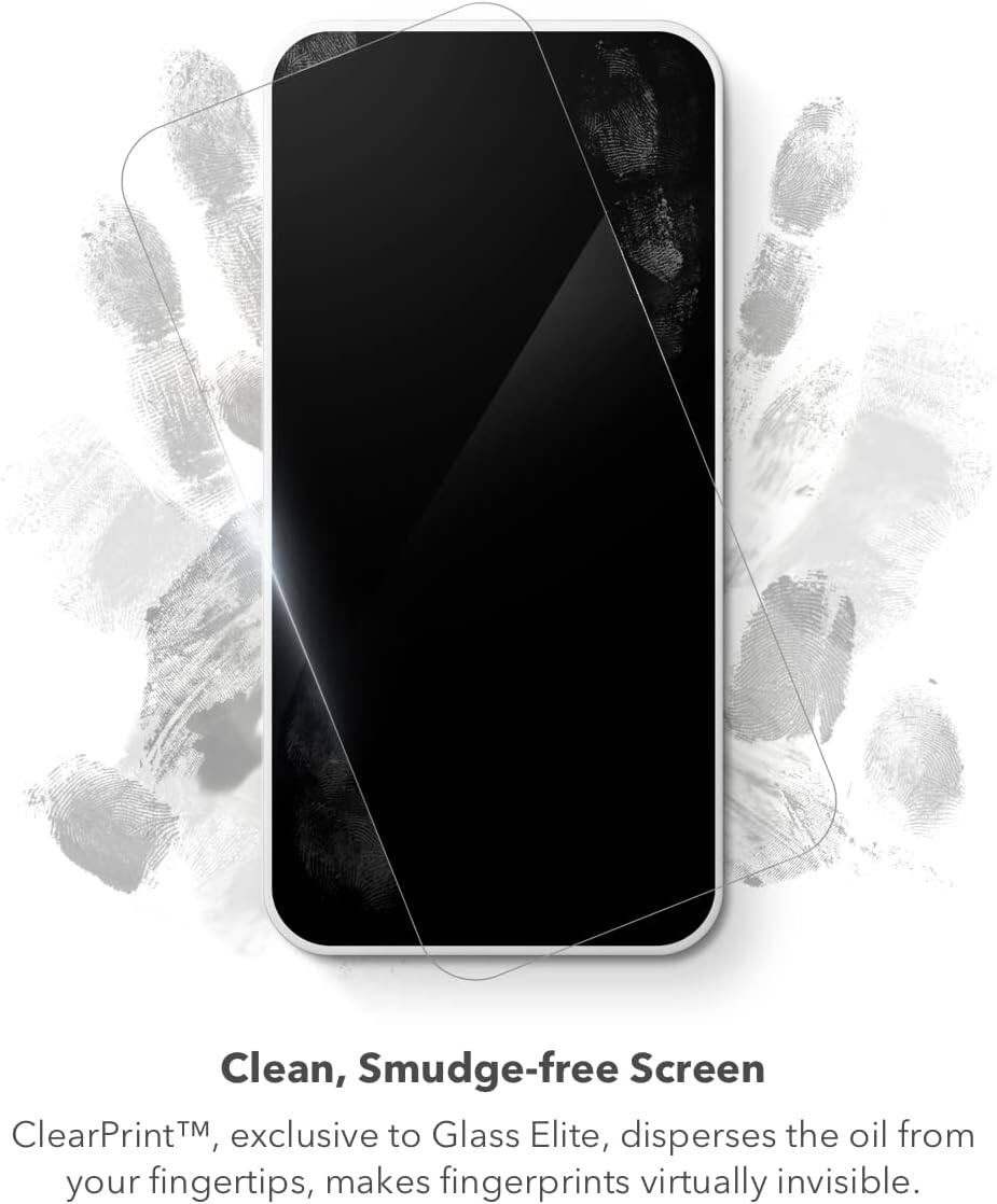 Clean, Smudge-free Screen

ClearPrint™, exclusive to Glass Elite, disperses the oil from your fingertips, makes fingerprints virtually invisible.