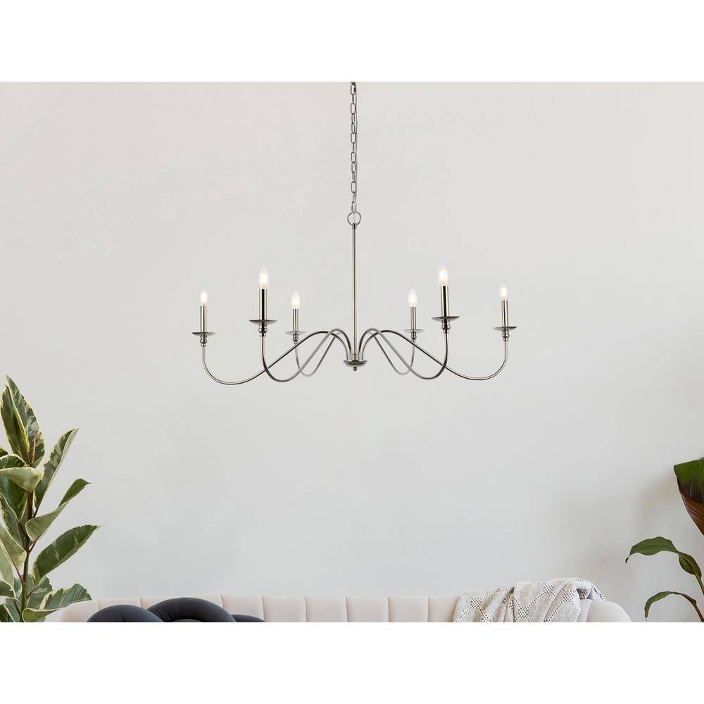 Angle. Living District - Rohan 42 inch chandelier in polished nickel - Polished Nickel.