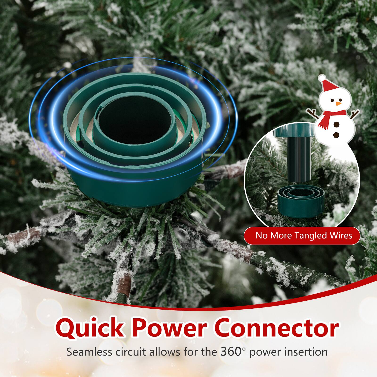 No More Tangled Wires

Quick Power Connector
Seamless circuit allows for the 360° power insertion