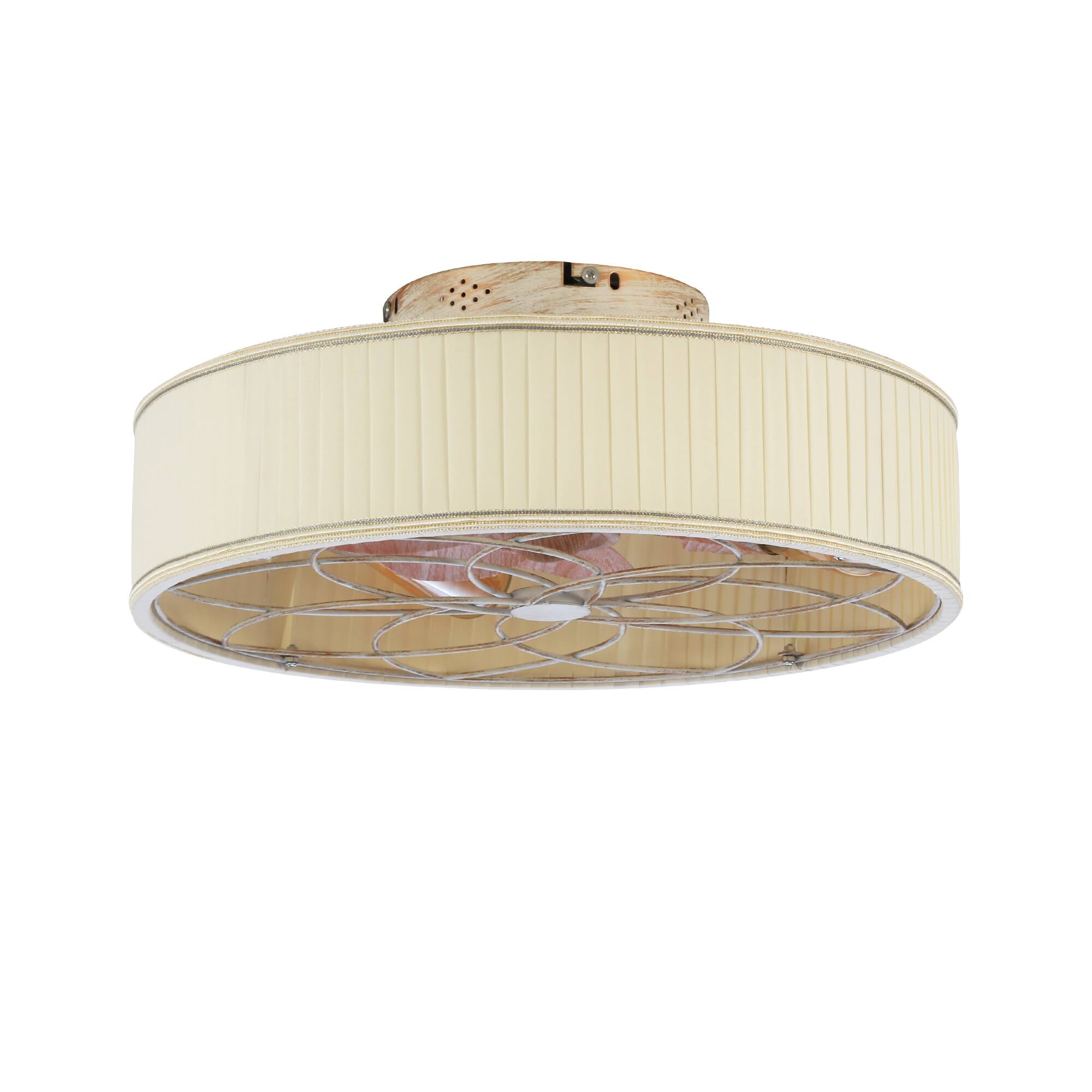 Alt View 5. Sofucor - 20" Caged Ceiling Fan With Light & Remote Low Profile Enclosed Farmhouse Bladeless Ceiling Fan Fans for Bedroom - White.