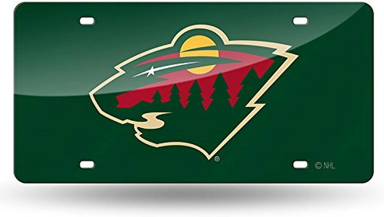 Minnesota Wild Green Mirror Look Acrylic License Plate Laser Tag
