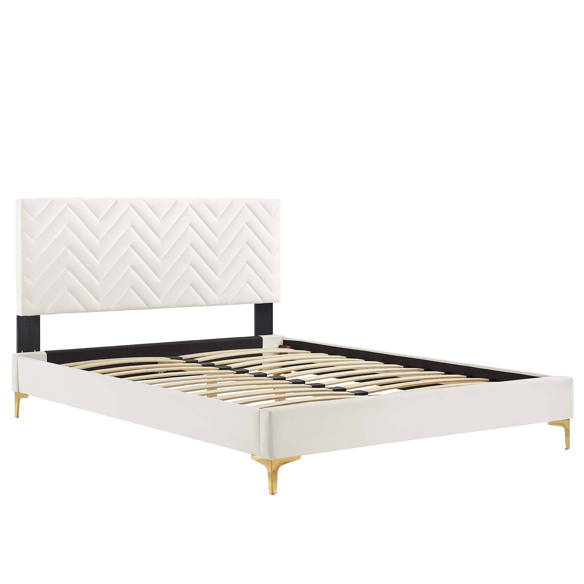 Alt View 2. Modway - Olea Channel Tufted Boucle Solid Wood King Platform Bed - Brown.
