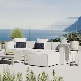 Saybrook 4-Piece Outdoor Patio Upholstered Sectional Sofa by Modway - White