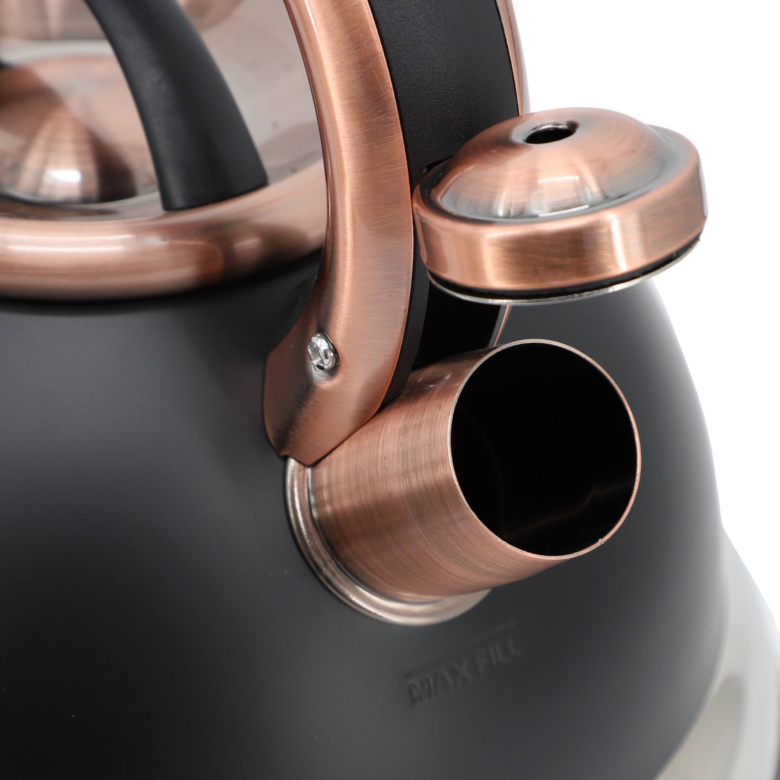 Alt View 3. Mr. Coffee - Mr. Coffee Flintshire 2.2 Quart Stainless Steel Whistling Tea Kettle in Black - Black.
