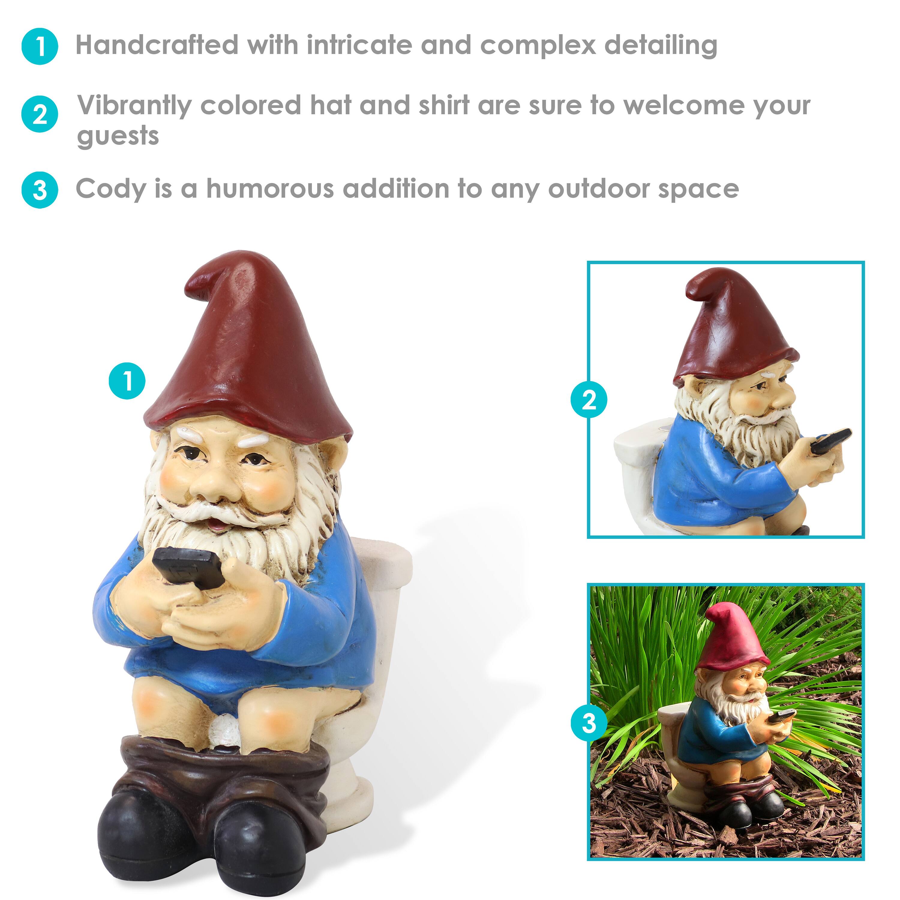 1. Handcrafted with intricate and complex detailing
2. Vibrantly colored hat and shirt are sure to welcome your guests
3. Cody is a humorous addition to any outdoor space