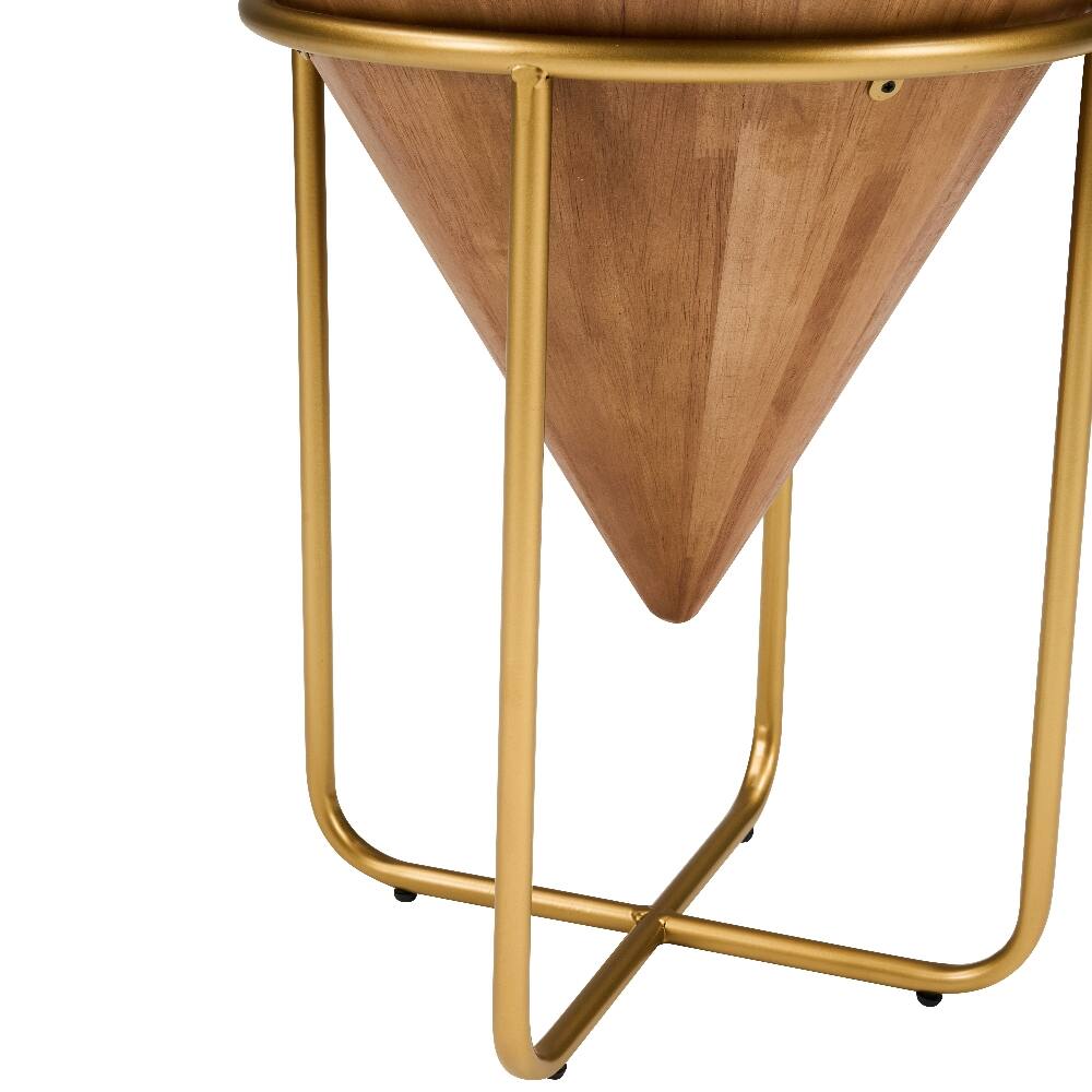 Alt View 10. Loheer - Loheer Wood and Gold Side Table Round Accent Table Cone Shaped - Brown/Gold.