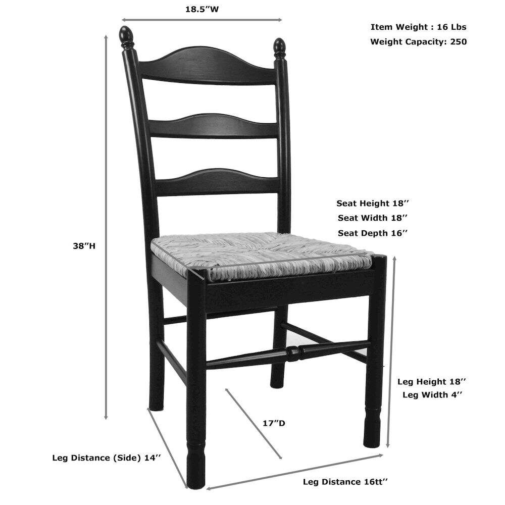 18.5"W  
Item Weight: 16 Lbs  
Weight Capacity: 250  
Seat Height: 18"  
Seat Width: 18"  
Seat Depth: 16"  
38"H  
Leg Height: 18"  
Leg Width: 4"  
17"D  
Leg Distance (Side): 14"  
Leg Distance: 16"