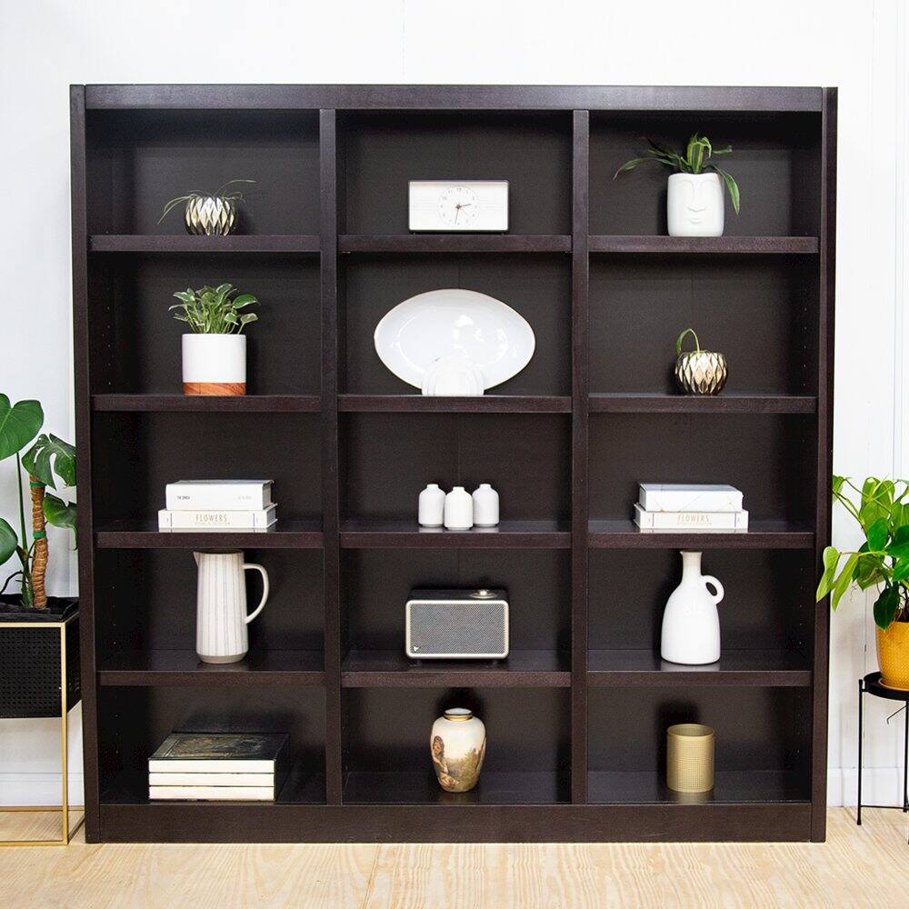 Angle. Concepts in Wood - 72 x 72 Wall Storage Unit Espresso Finish - Brown.