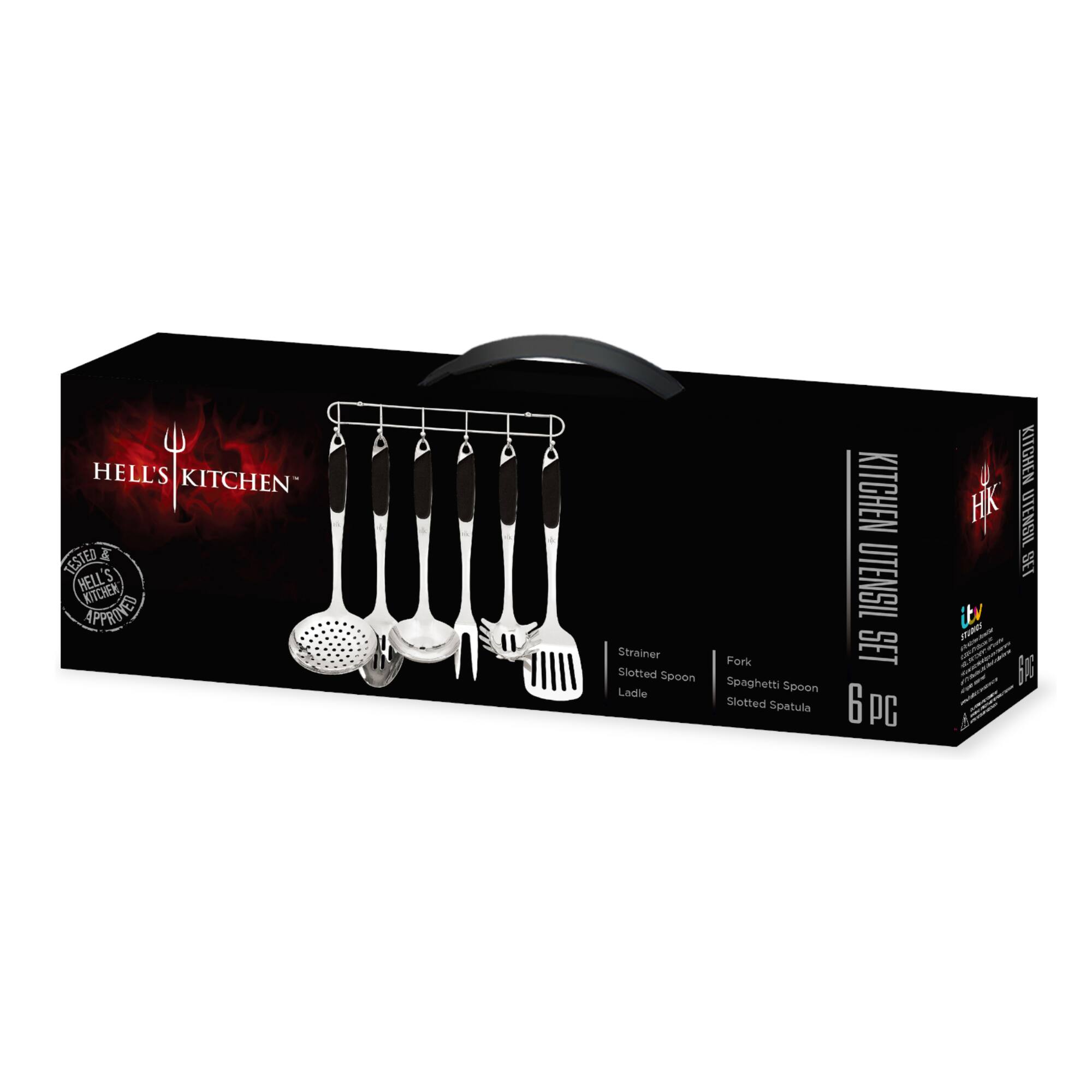 HELL'S KITCHEN TESTED & APPROVED

HELL'S KITCHEN KITCHEN UTENSIL SET

Strainer
Slotted Spoon
Ladle
Fork
Spaghetti Spoon
Slotted Spatula

6 PC