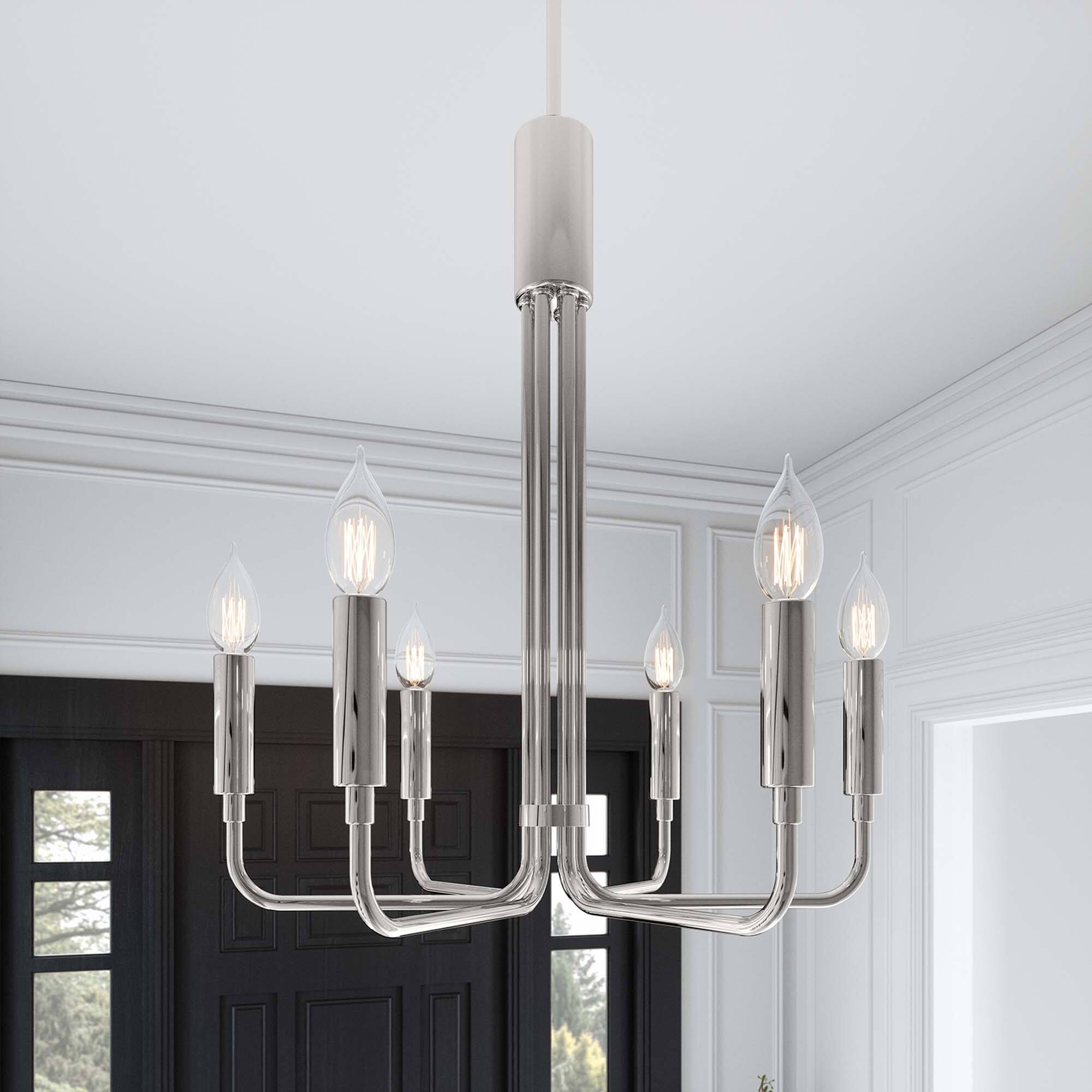 Alt View 1. Modway - Rekindle 6-Light Chandelier by Modway - Polished Nickel.