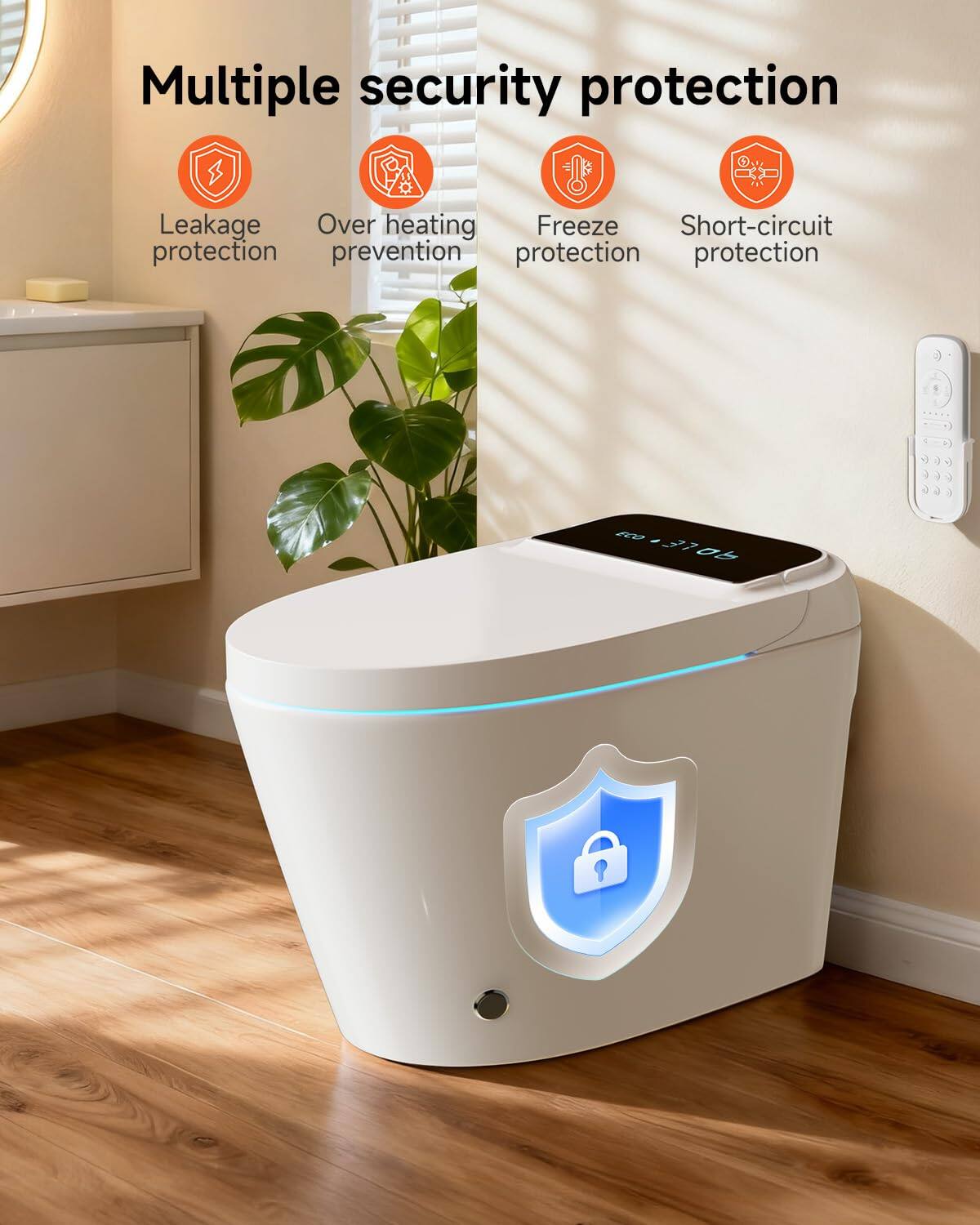 Multiple security protection

- Leakage protection
- Over heating prevention
- Freeze protection
- Short-circuit protection