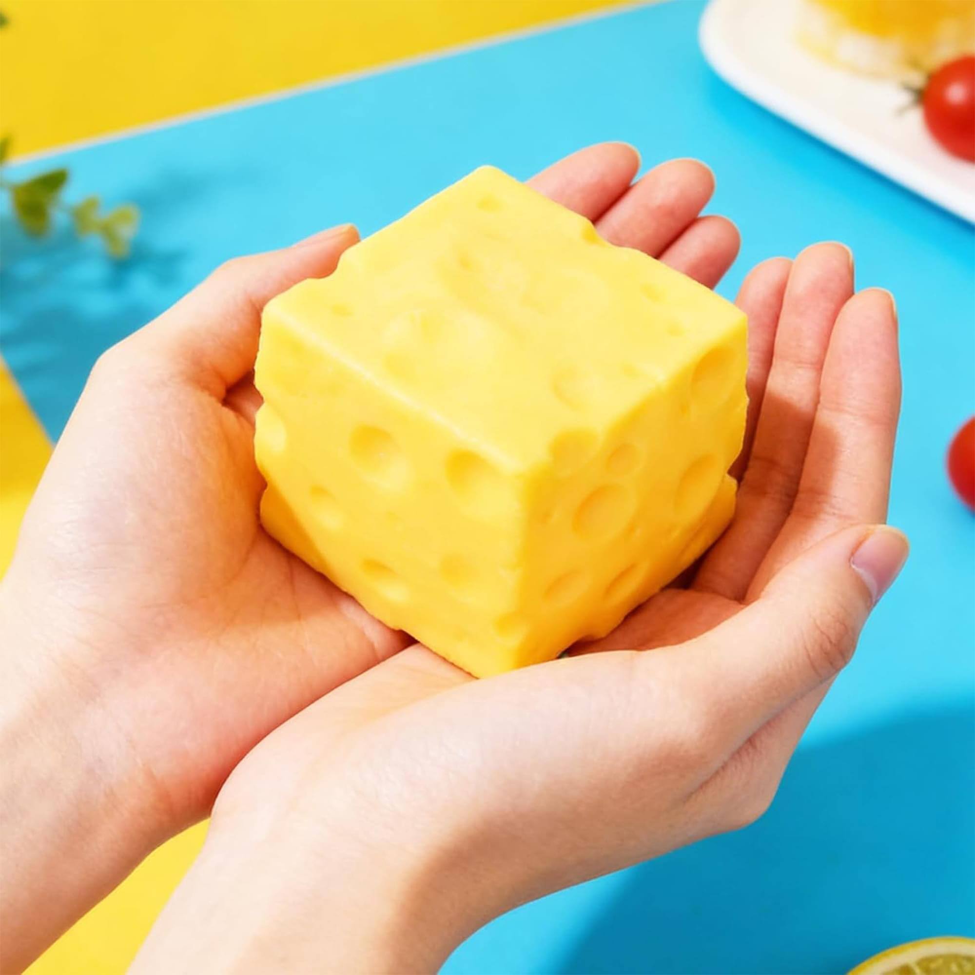 Alt View 2. Puka Creations - Cheese Squishy 2-Inch Stress Reliever | 1 Piece - Yellow.