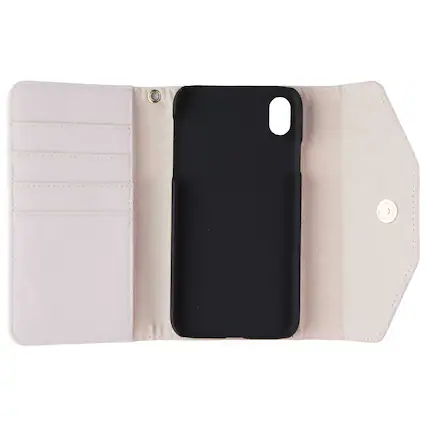 Front. iDeal of Sweden - iDeal of Sweden Mayfair Clutch Wallet Case for Apple iPhone XR - White - Pink.