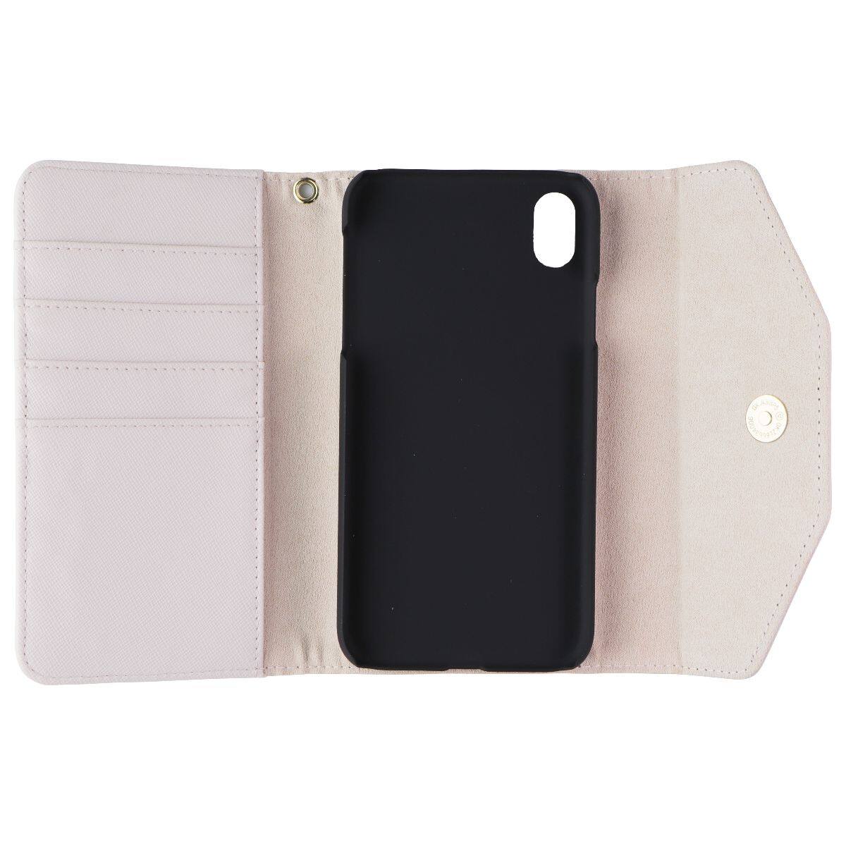 Front. iDeal of Sweden - iDeal of Sweden Mayfair Clutch Wallet Case for Apple iPhone XR - White - Pink.