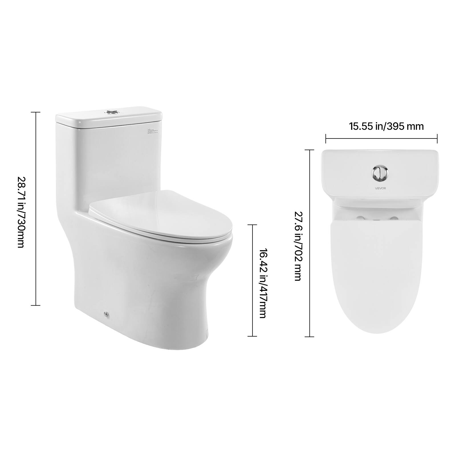 15.55 in/395 mm  
28.71 in/730 mm  
16.42 in/417 mm  
27.66 in/702 mm