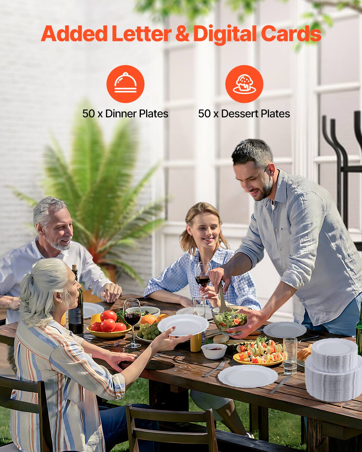 Added Letter & Digital Cards

50 x Dinner Plates

50 x Dessert Plates