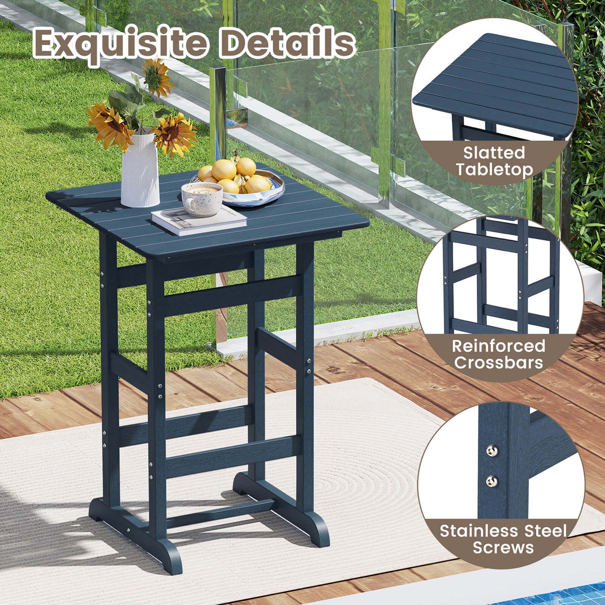 Exquisite Details

- Slatted Tabletop
- Reinforced Crossbars
- Stainless Steel Screws