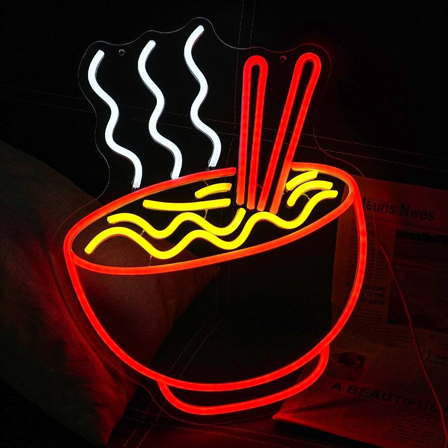 Noodles Led Sign Auledio Ramen Neon Sign for Wall Decor Noodle LED Neon Lights Dimmable ...