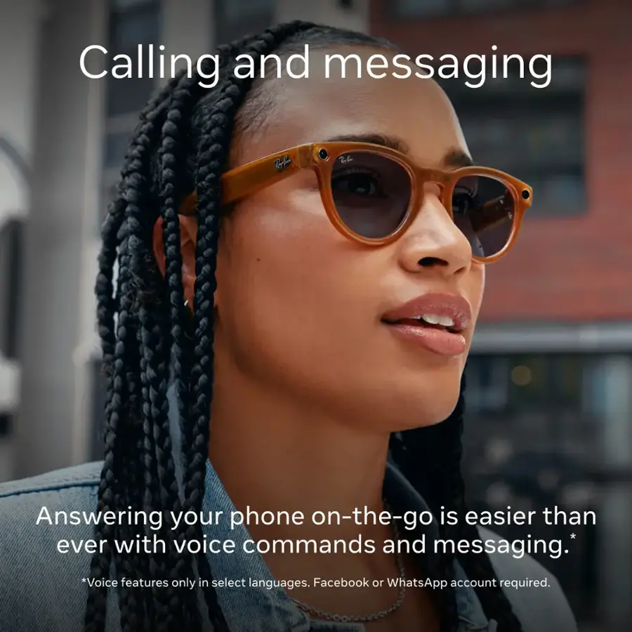 Calling and messaging are easier than ever with voice commands and messaging. Voice features are available in select languages, and a Facebook or WhatsApp account is required.