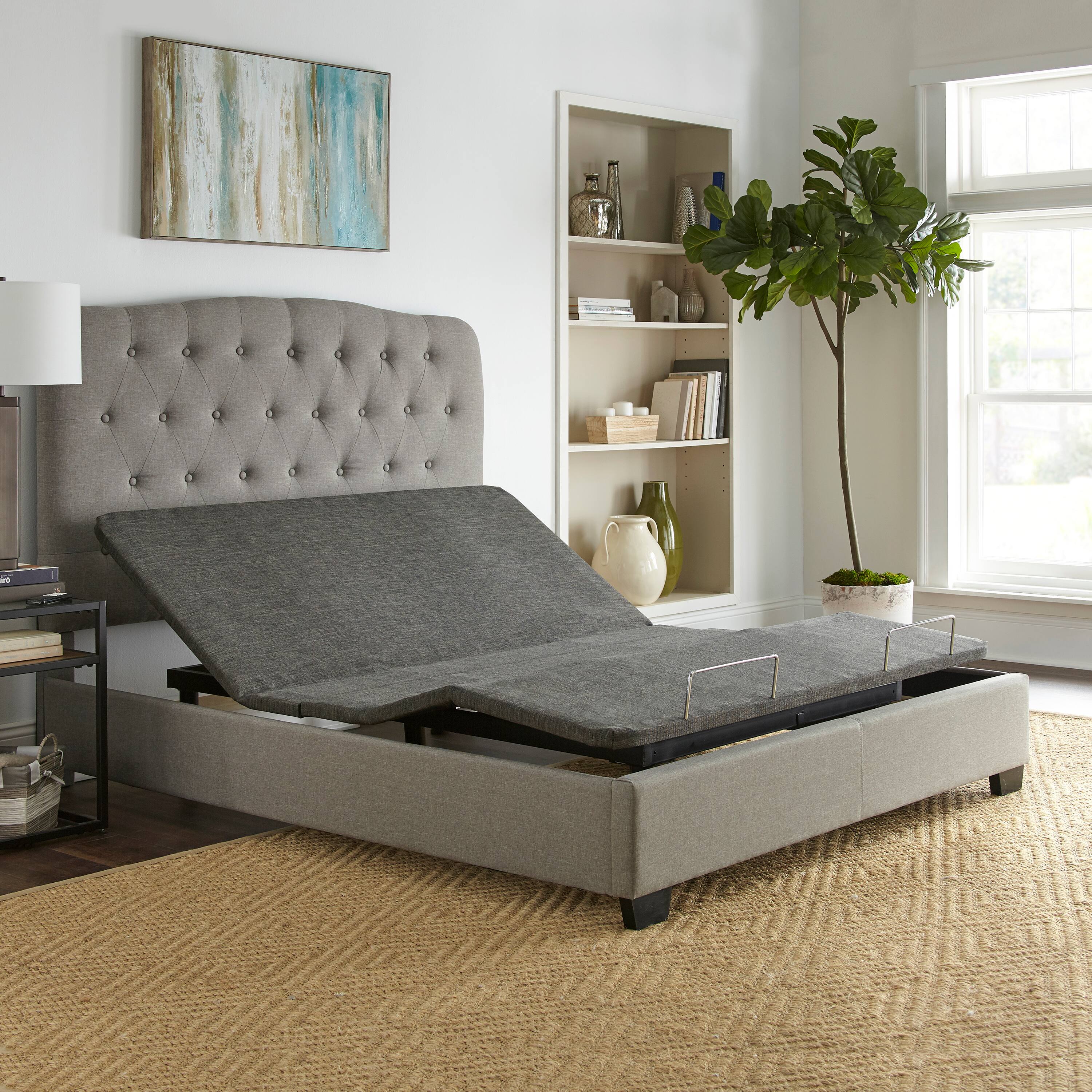 Alt View 8. Boyd Sleep - Zero-Clearance Power Adjustable Bed Base with Massage, Queen - Grey.