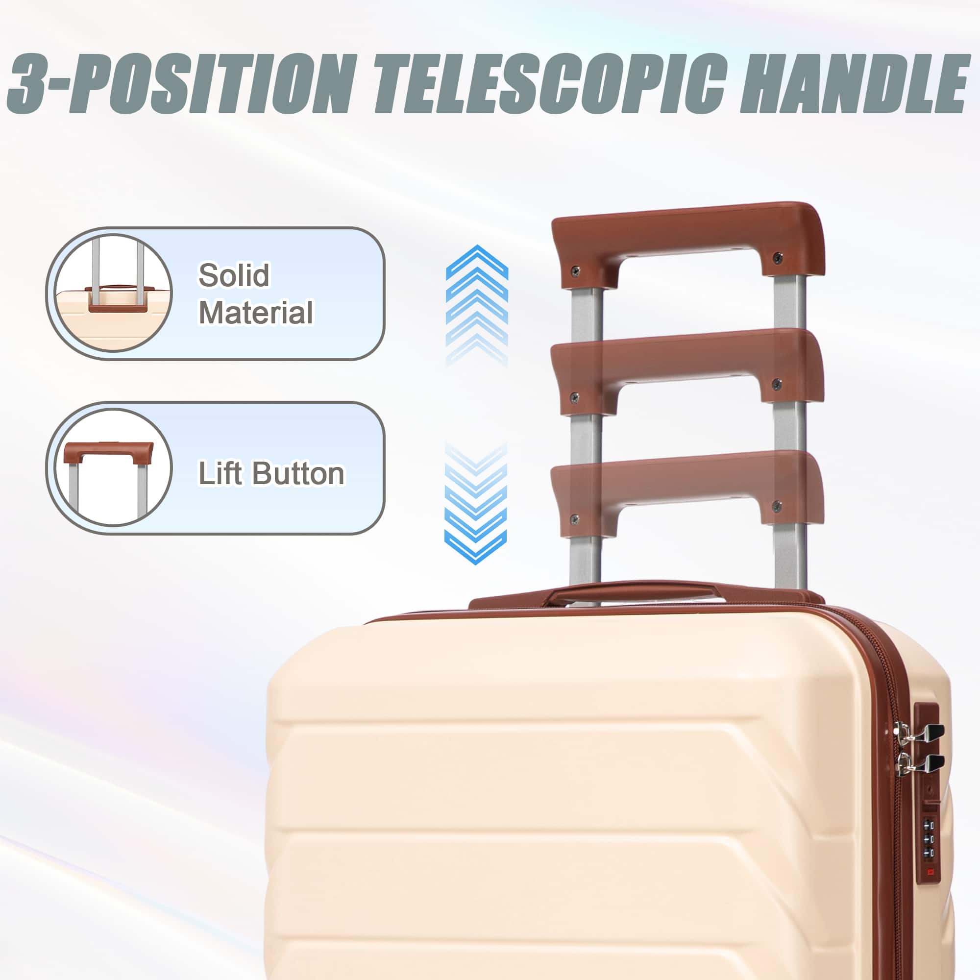 シシクイ　hole s long beige YONWAY 2 Piece ABS Hard Shell Carry On Luggage Set, Spinner Wheels