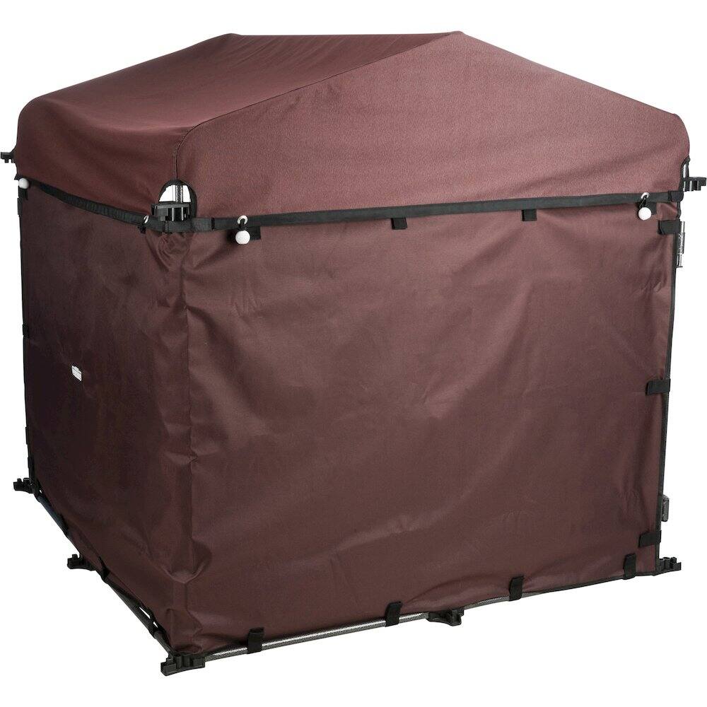Back. TRIXIE - Dog Kennel Sunshade, All Weather Side Panel, Fits Kennel, Burgundy - Burgundy.