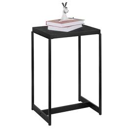 Oumilen - Industrial Side Table, Thick Vintage Wood Grain End Table with Metal Frame - Black
