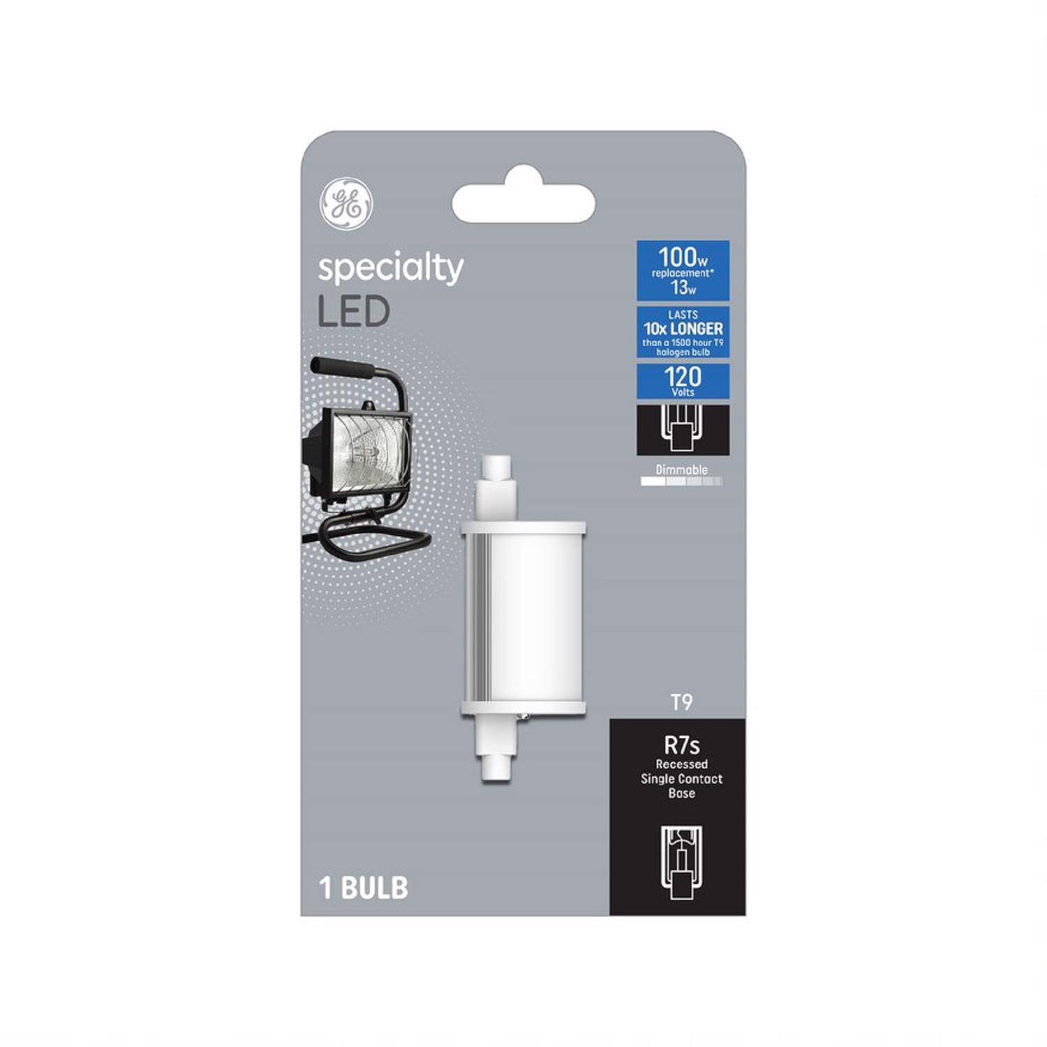 specialty LED 100w replacement 13w LASTS 10x LONGER than 1500 hour halogen bulb 120 Volts Dimmable T9 R7s Recessed Single Contact Base 1 BULB