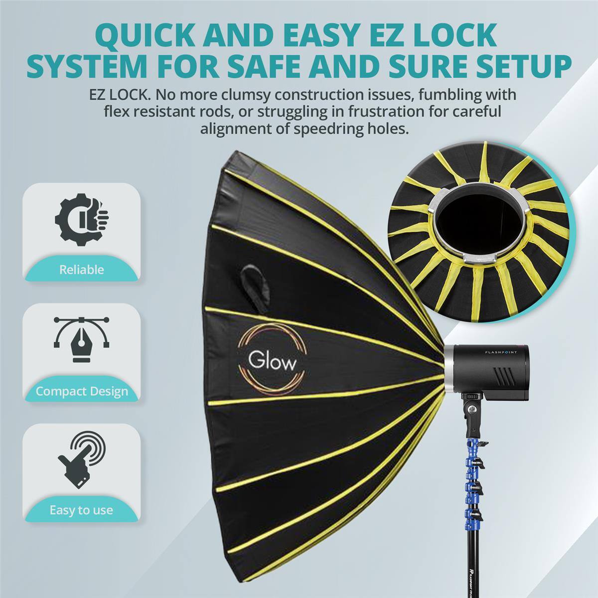 QUICK AND EASY EZ LOCK SYSTEM FOR SAFE AND SURE SETUP

EZ LOCK. No more clumsy construction issues, fumbling with flex resistant rods, or struggling in frustration for careful alignment of speedring holes.

- Reliable
- Compact Design
- Easy to use