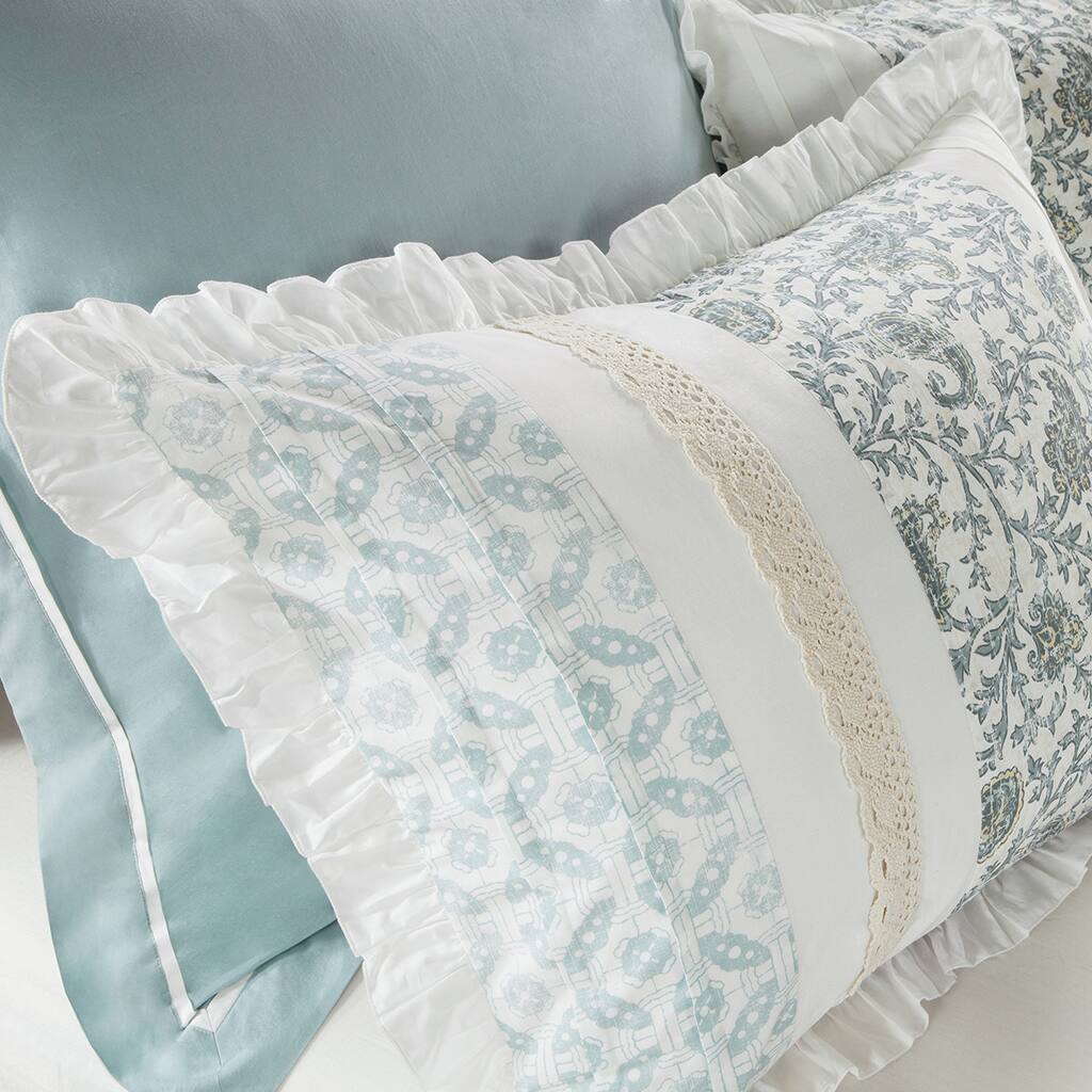 Alt View 2. Gracie Mills - Gracie Mills Singleton 9-Piece Cotton Percale Comforter Set with Paisley Print - Aqua.