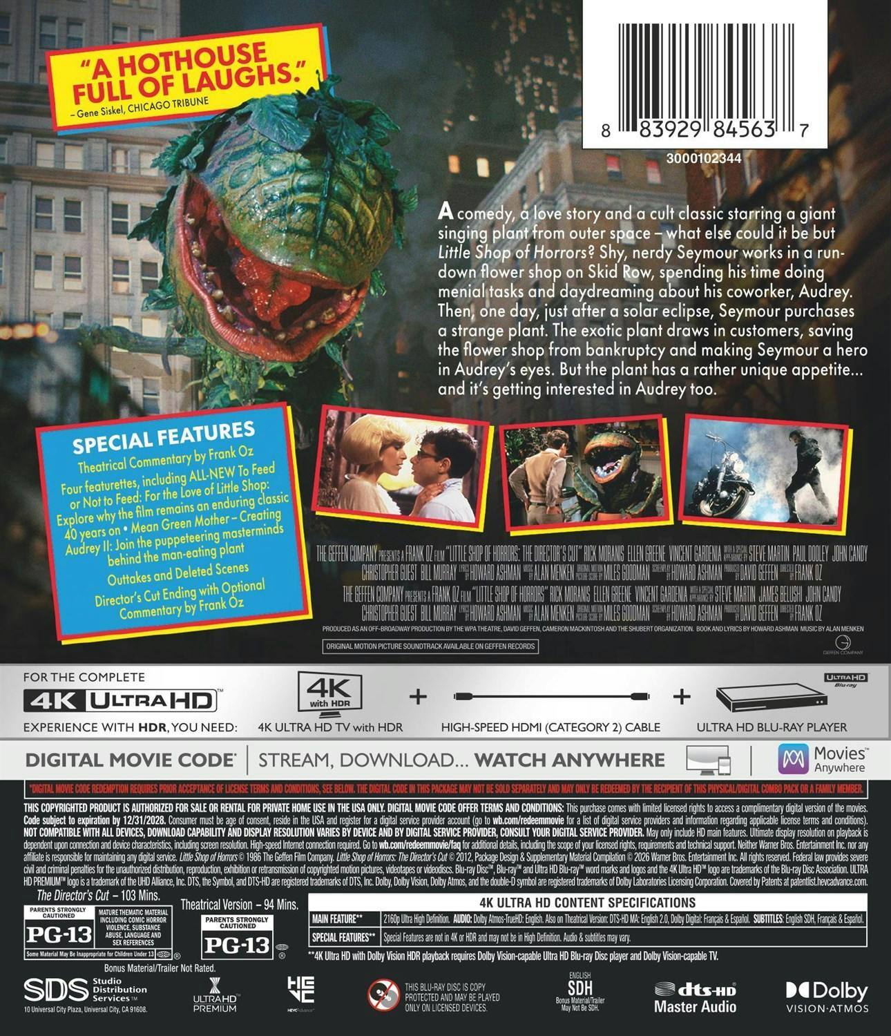 Back. Little Shop of Horrors   - 4K Blu-Ray.