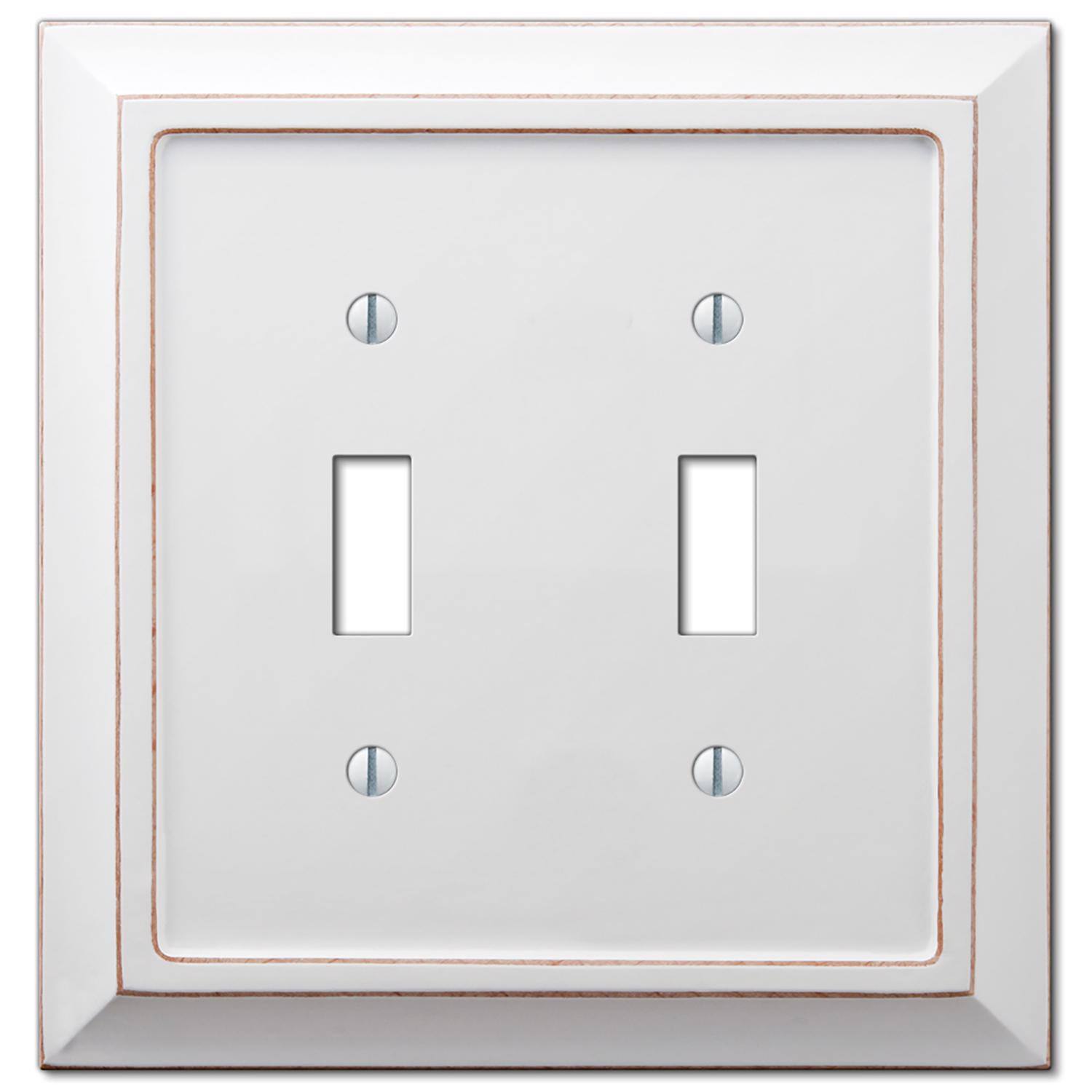 Angle. AMERELLE - Amerelle Savannah White 2 gang Wood Toggle Wall Plate 1 pk - White.