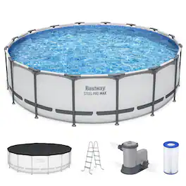 Bestway - Steel Pro MAX 16'x48" Round Above Ground Swimming Pool with Pump & Cover