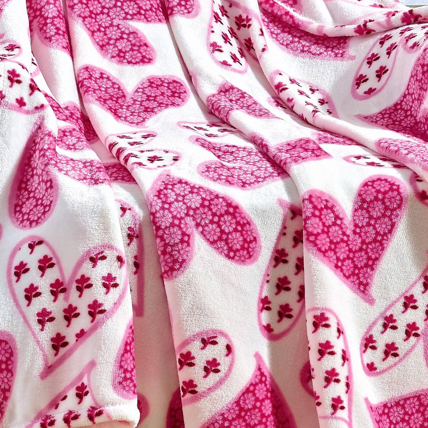 Alt View 3. Noble House - Plazatex Scarlett All Season Micro Plush Decorative Valentine Throw Blanket 50" X 60" Pink - Pink.