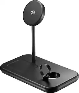 Insignia™ - 20W Qi2 Certified Fast Charge 3-in-1 Wireless Charging Stand for iPhone, AirPods, Apple Watch, and More - Black