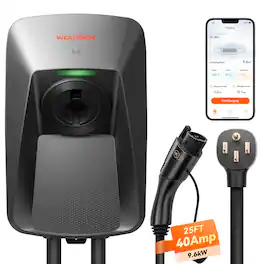 WOLFBOX - Level 2 EV Charger, 40A J1772 Charging Station, NEMA 14-50 Plug, Smart App & RFID Control, 240V Electric Vehicle Charger - Gray