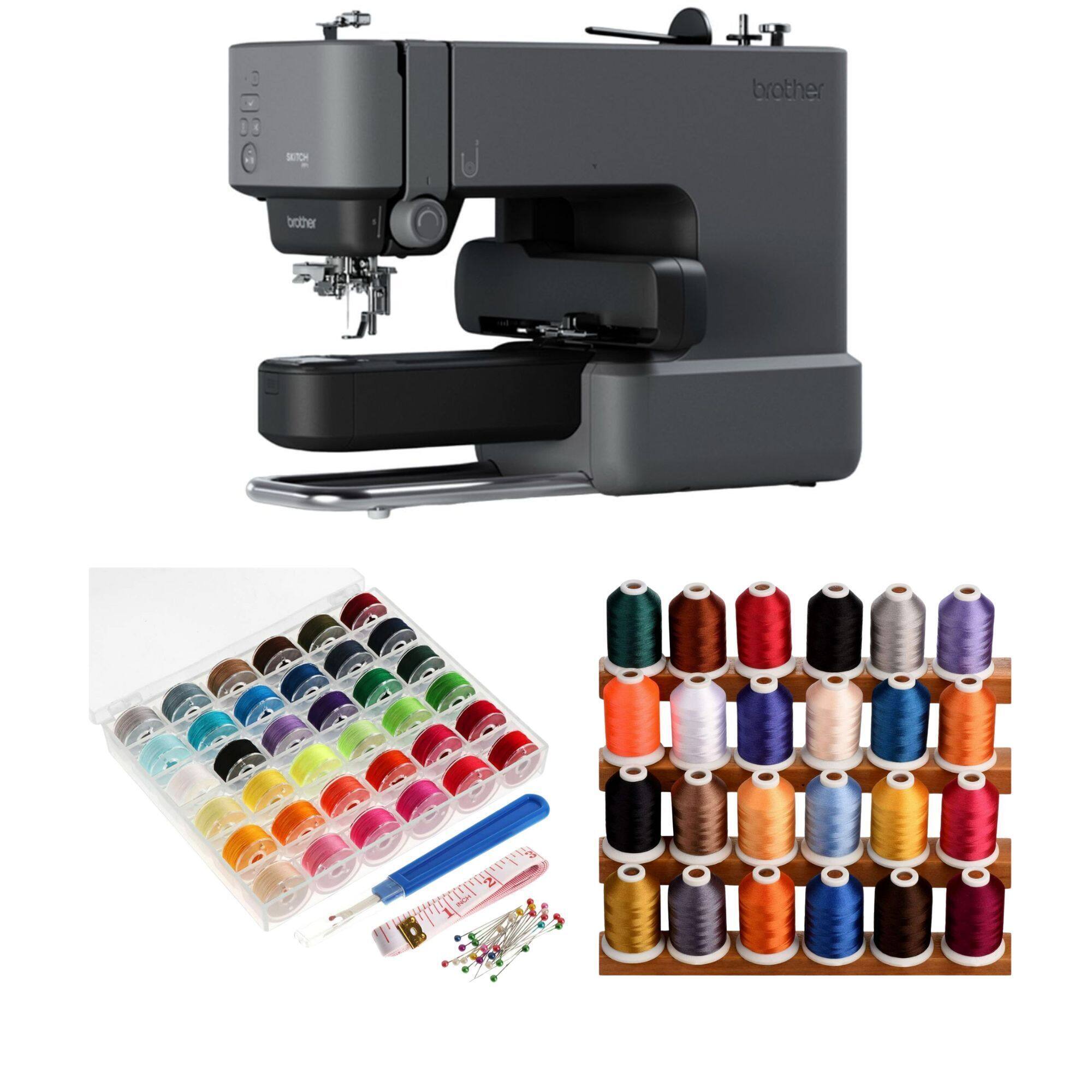 Brother - Skitch Single Needle Embroidery Machine with Colors Thread and Bobbins