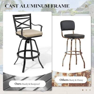 CAST ALUMINUM FRAME

Ours: Sturdy & Rustproof

Others: Rusty & Flimsy