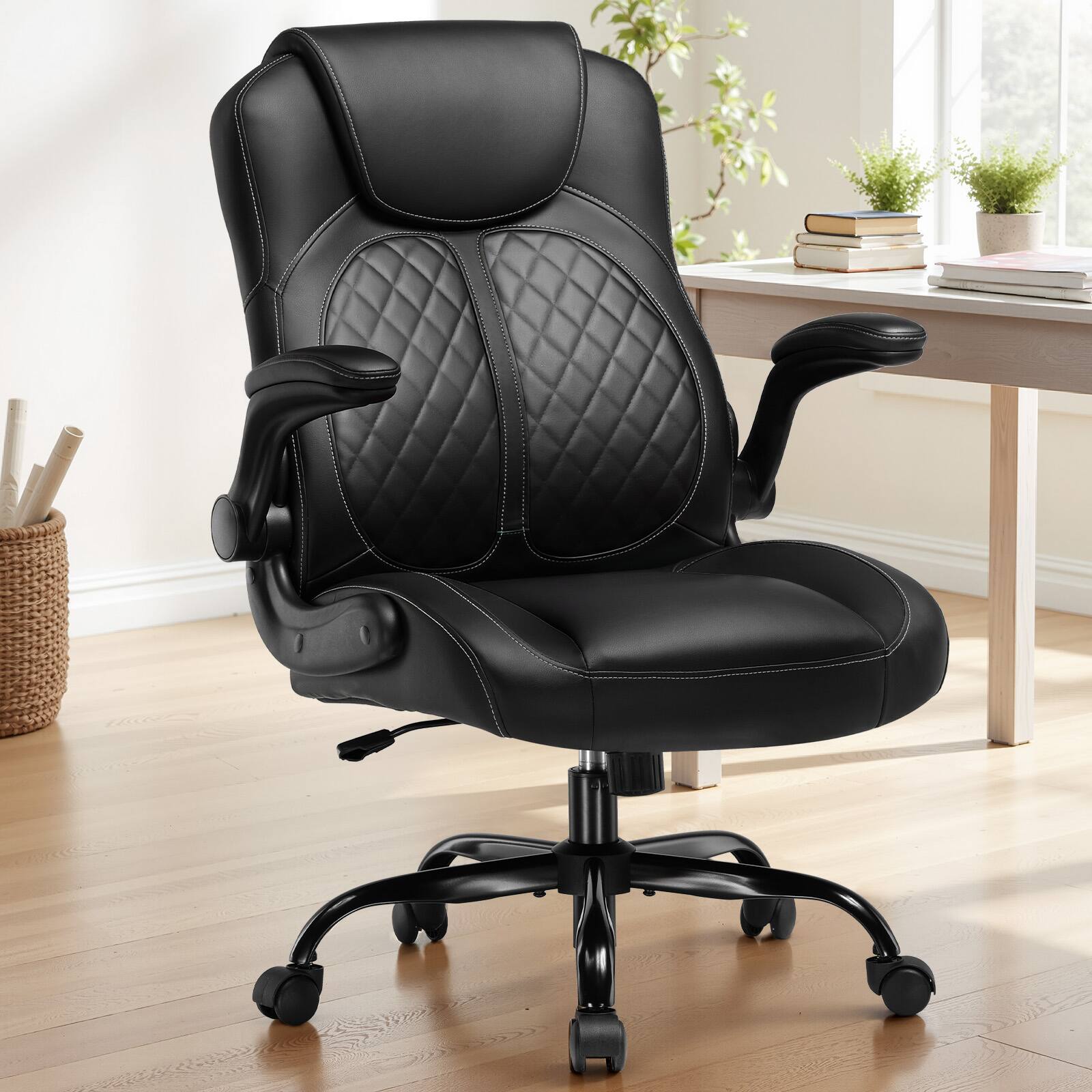 Alt View 5. GTPlayer - Ergonomic Office Chair with Flip-Up Armrests High-Density Foam Seat Executive Computer Chair,Black - Black.