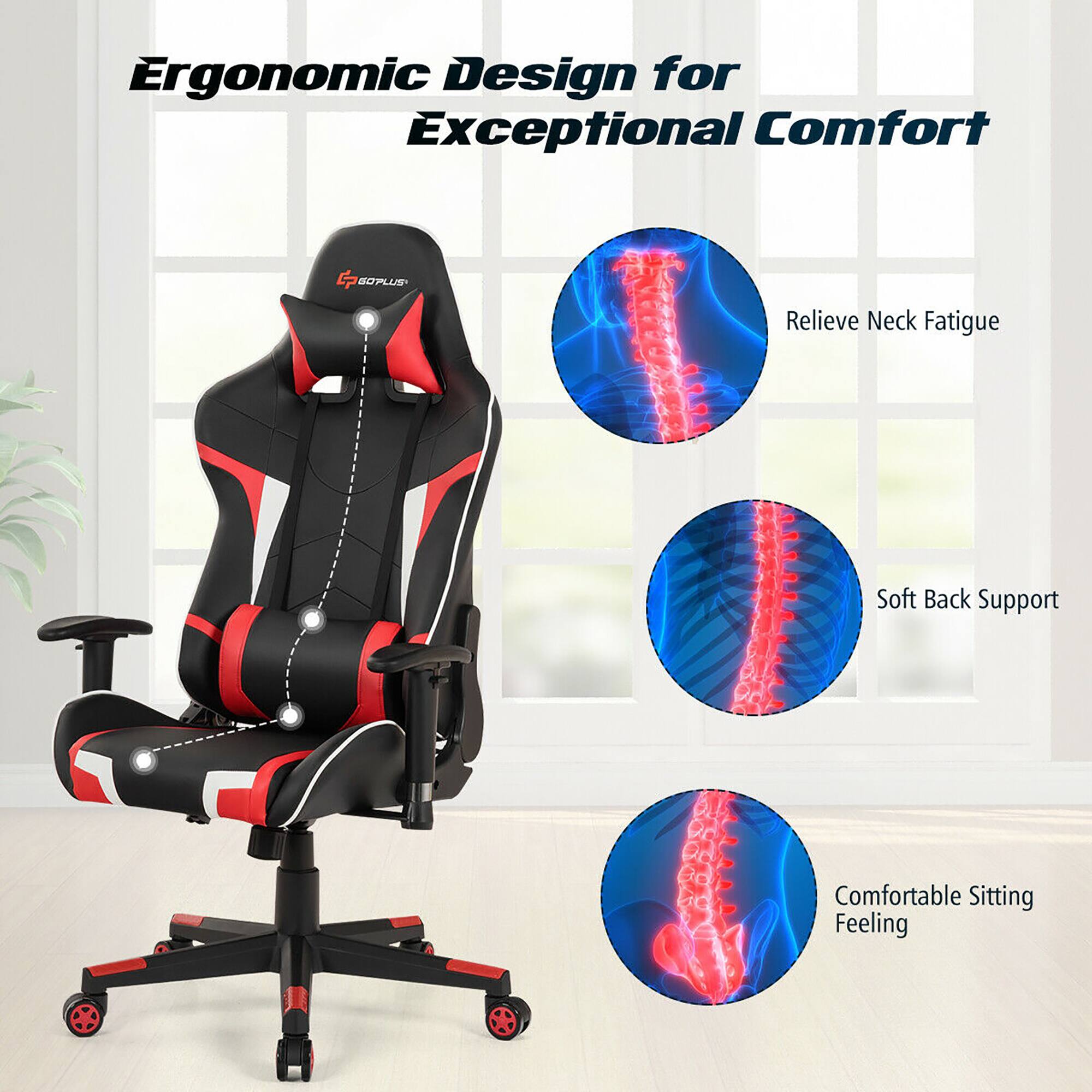 Ergonomic Design for Exceptional Comfort: SOPLUS Relieve Neck Fatigue, Soft Back Support, Comfortable Sitting Feeling.