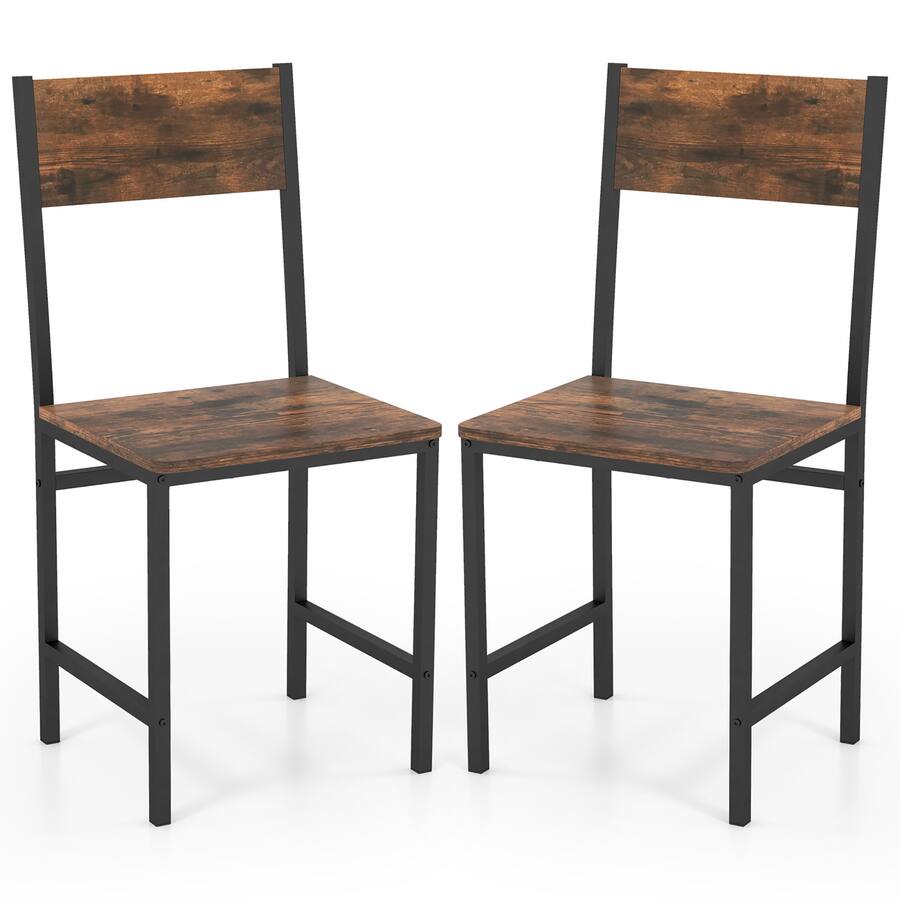 Slanted C Gymax Set of 2 Dining Chairs w/Metal Legs Slanted Back Wide Seat for ...