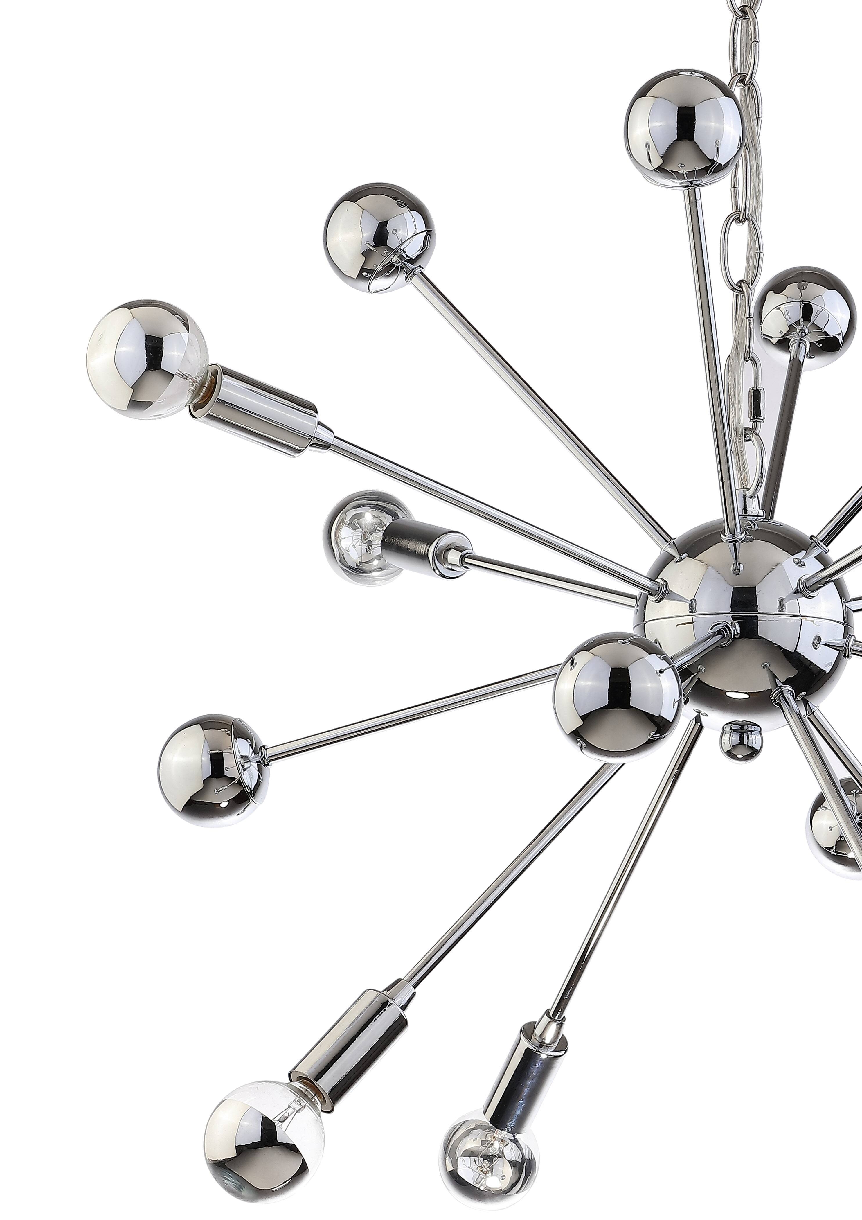 Alt View 5. Jonathan Y - Glenn 8-Light 22.5" Metal Sputnik-Style LED Chandelier, Chrome - Chrome.